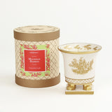 Toile Petite Ceramic White and Gold Candle - Malaysian Bamboo