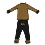 Ruffled Cotton Play Clothes Set - Gold/Black