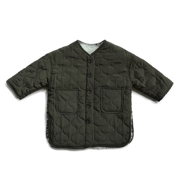 Faux Fur Lined Reversable Barn Jacket - Army Green