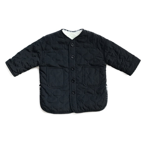 Faux Fur Lined Reversable Barn Jacket - Black