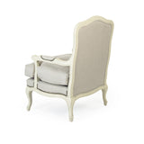 Bastille Love Chair - Linen on White Wood with Nailheads