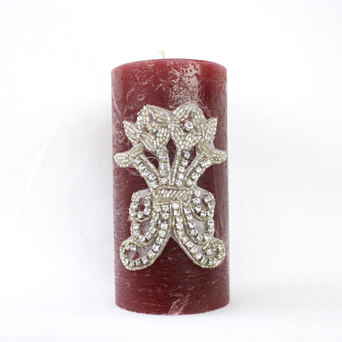 SK Collection Candle "White Sequins on Red"