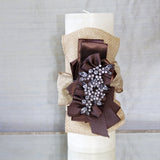 SK Collection Candle "Ivory Burlap Ribbon"
