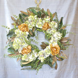 SK Collection Floral Wreath I Yellow Roses & White Hydrangeas