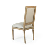 Louis Side Chair - Linen on Wood with Nailheads