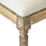 Louis Side Chair - Linen on Wood with Nailheads