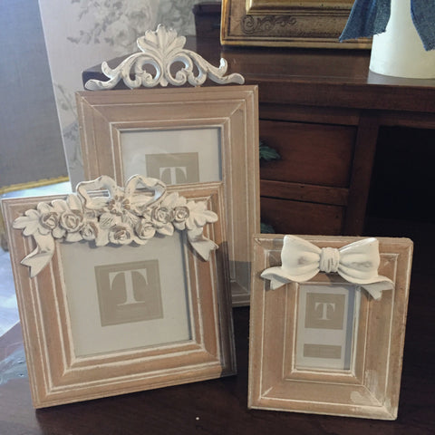 White Washed Photo Frames with Bows
