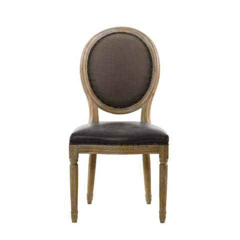 SK Collection Chair | VINTAGE LOUIS LEATHER ROUND SIDE CHAIR (Pair)
