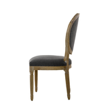 SK Collection Chair | VINTAGE DARK WOOL LOUIS ROUND BUTTON SIDE CHAIR (Pair)