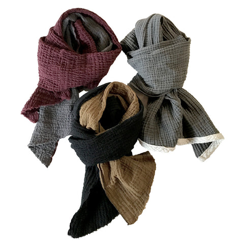 Kids Scarves - Two Toned Cotton Scarf - Assorted