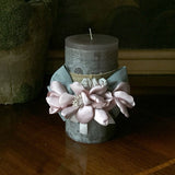 SK Collection Candle "Sage with Pink Silk Flowers"
